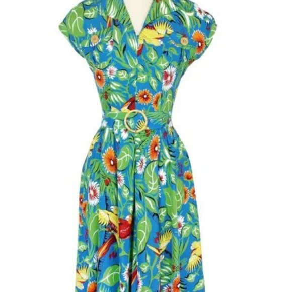 30s Sport Dress Jungle Parrots Pattern | Trashy Diva - Picture 2 of 5